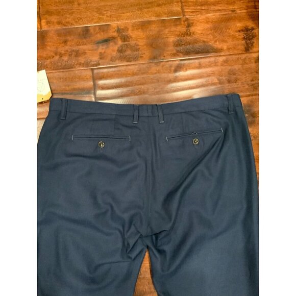 Ted Baker Cazzman Men's Dark Blue Linen Blend Flat Front Slim Fit Pants Size 40 - Picture 6 of 6